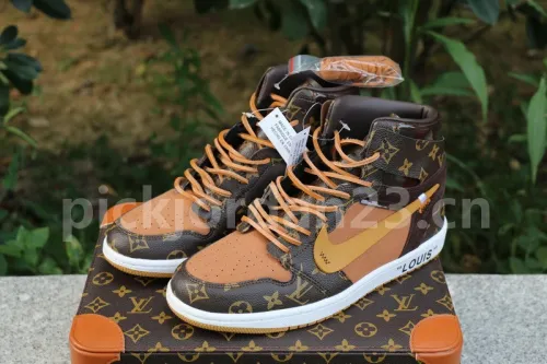 Authentic LV X OFF White X Air Jordan 1 with suitcase