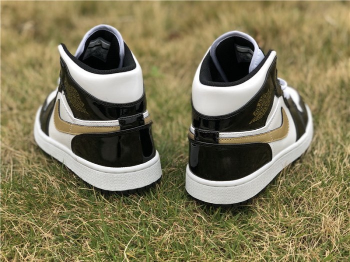 Authentic Air Jordan 1 Mid Black Gold