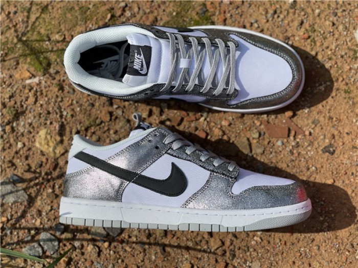 Authentic Nike Dunk Low White Silver