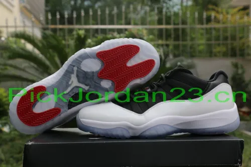 Authentic Air Jordan 11 Low White/Black-True Red