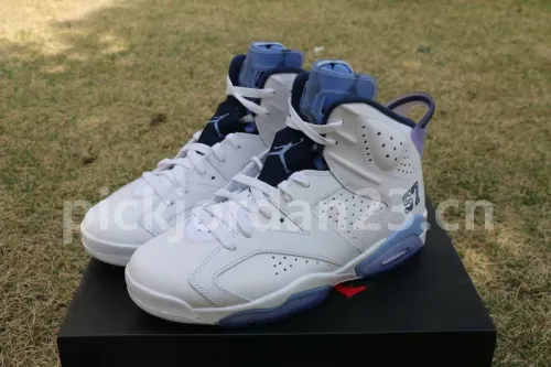 Authentic Air Jordan 6 UNC Championship PE White
