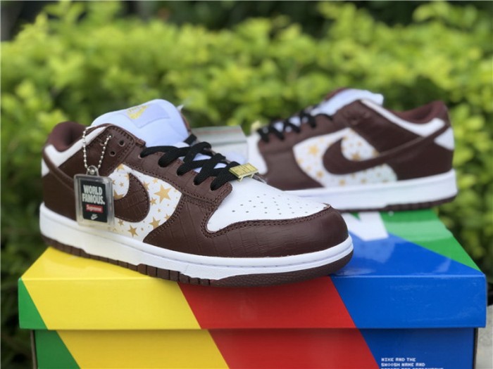 Authentic Supreme x Nike SB Dunk Low Brown