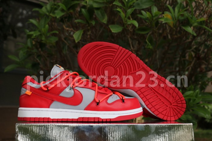Authentic OFF-WHITE x Nike Dunk Low Red Grey