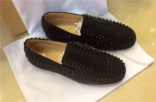 Super Max Perfect Christian Louboutin Roller-Boat Men's Flat Black（with receipt)
