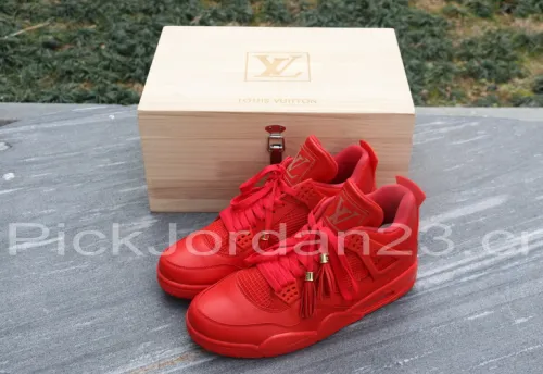 Authentic Air Jordan 4 “Red Louis Vuitton Don”