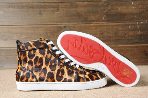 Super Perfect Christian Louboutin Rantus Men's Flat Leopard Fuzzy(with receipt)