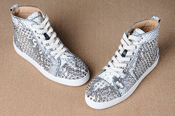 Super Max Perfect Christian Louboutin Louis spikes men's flat Python Leather(with receipt)