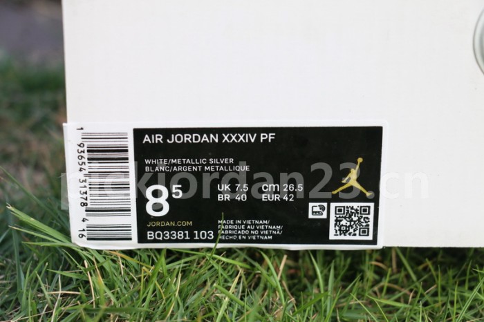 Authentic Air Jordan XXXIV White Metallic