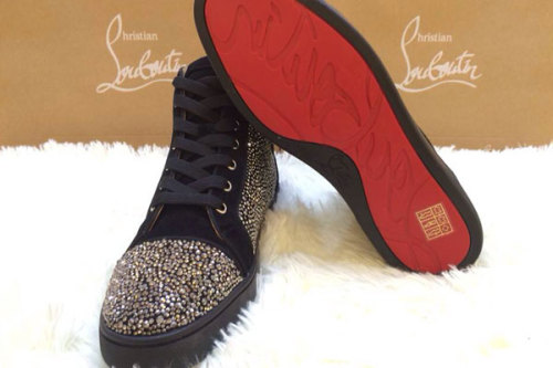 Super Max perfect Christian Louboutin Louis Men's Flat Colorful Strass black Suede（with receipt)