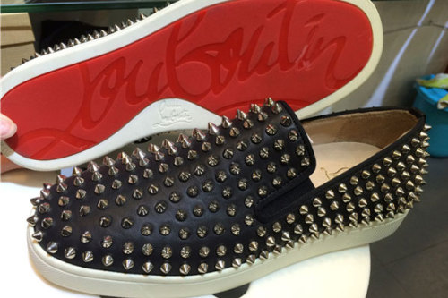 Super Max Perfect Christian Louboutin Roller Boat Mens Flat Sneakers with golden spikes（with receipt)