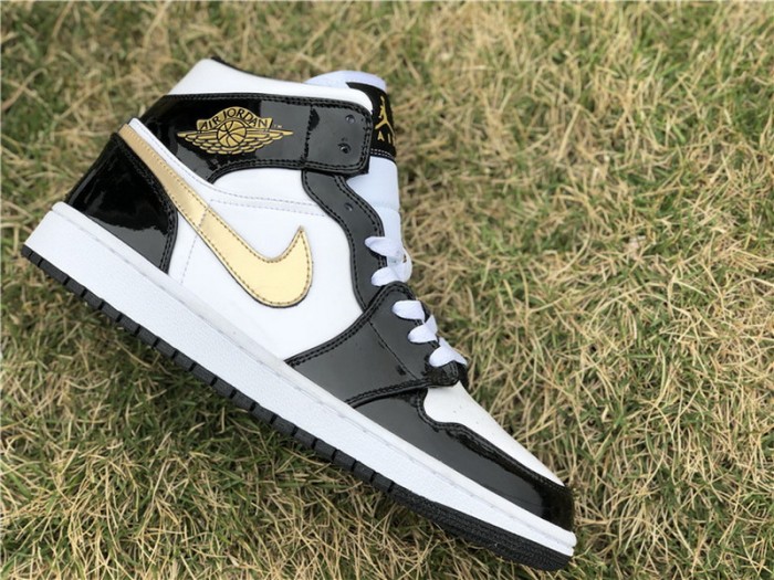 Authentic Air Jordan 1 Mid Black Gold