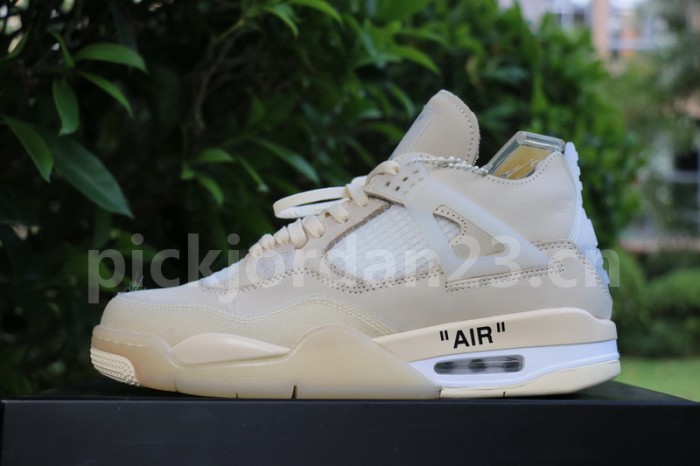 Authentic OFF-WHITE x Air Jordan 4 SP WMNS “Sail”