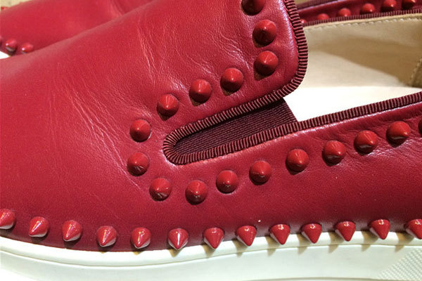 Super Max Perfect Christian Louboutin Pik Boat Red Spikes Suede Flat Sneakers（with receipt)