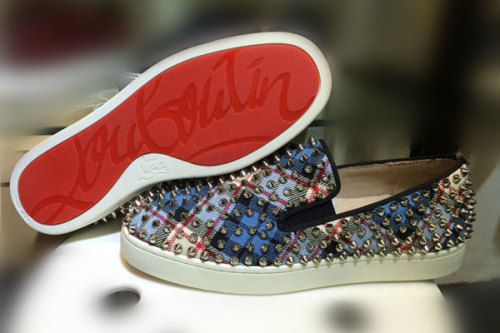 Super Max Perfect Christian Louboutin Pik Boat Mens Flat Sneakers with golden spikes（with receipt)