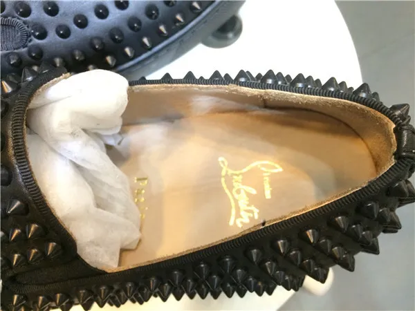 Super Max Perfect Christian Louboutin Roller-Boat Mens Flat Black（with receipt)
