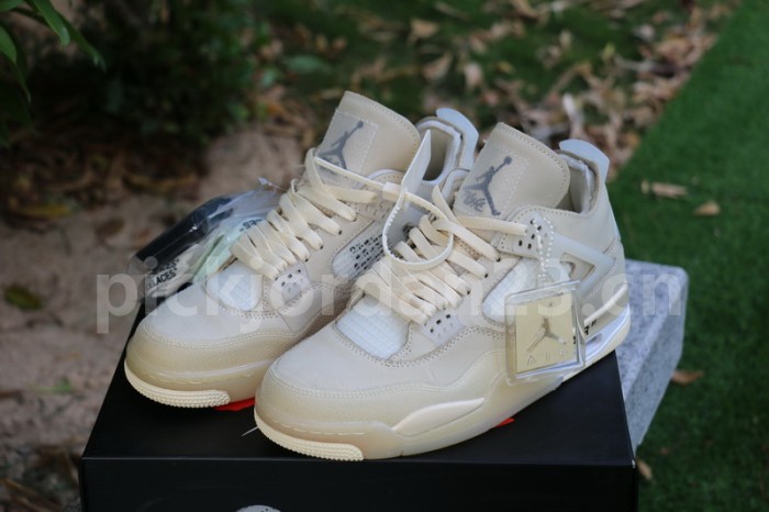 Authentic OFF-WHITE x Air Jordan 4 SP WMNS “Sail”
