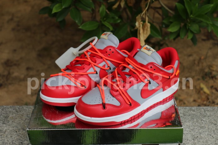 Authentic OFF-WHITE x Nike Dunk Low Red Grey