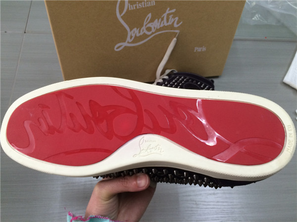 Super Max perfect Christian Louboutin Glossy Red Sole purple leather spike men's sneaker（with receipt)