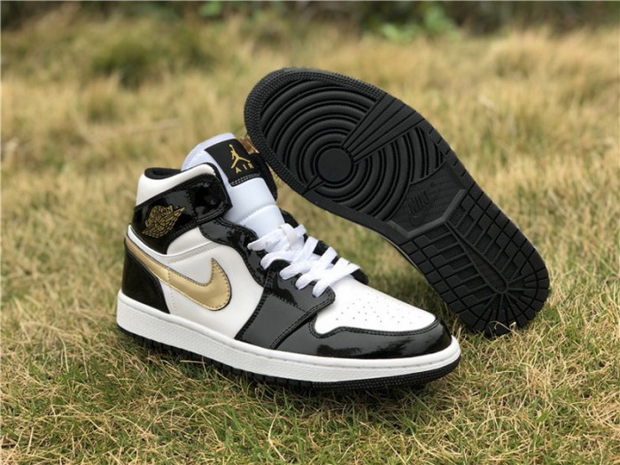 Authentic Air Jordan 1 Mid Black Gold