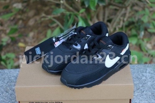 Authentic OFF-WHITE x Nike Air Max 90 Black kids shoes