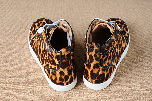 Super Perfect Christian Louboutin Rantus Men's Flat Leopard Fuzzy(with receipt)