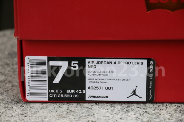 Authentic Levi’s x Air Jordan 4 Black