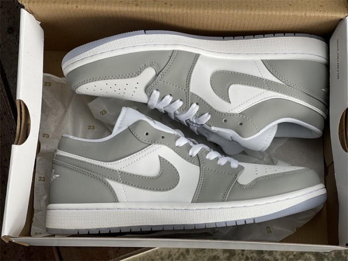 Authentic Air Jordan 1 Low “Wolf Grey”  Women