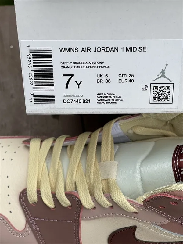Authentic Air Jordan 1 Mid “Brown/Pink”