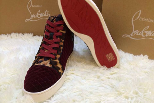 Super Max perfect Christian Louboutin Louis Men's Flat dark red with Leopard(with receipt)