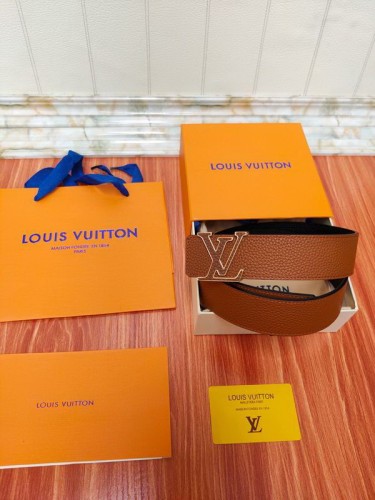 Super Perfect Quality LV Belts(100% Genuine Leather Steel Buckle)-1418