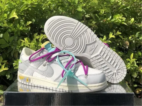 Authentic Off-White x Nike Dunk Low Beige Grey Women Shoes