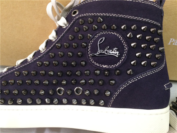 Super Max perfect Christian Louboutin Glossy Red Sole purple leather spike men's sneaker(with receipt)