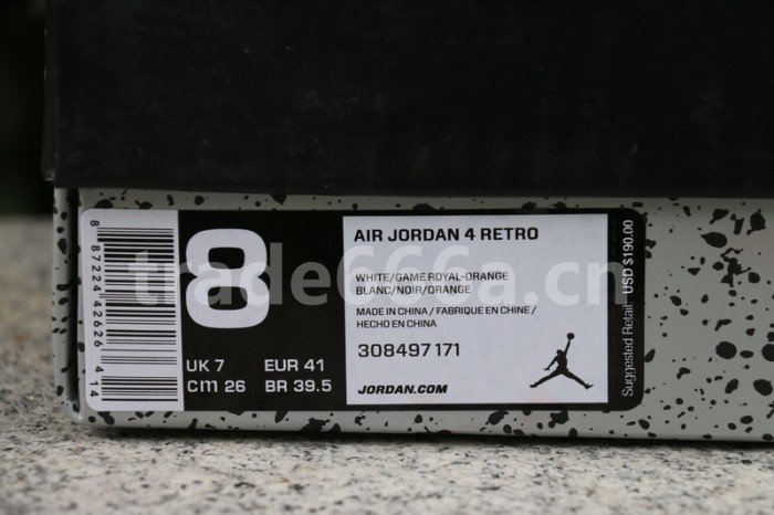 Authentic Air Jordan 4 White Blue