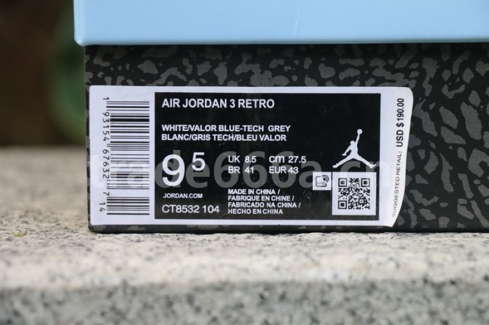 Authentic Air Jordan 3 “UNC” 2020