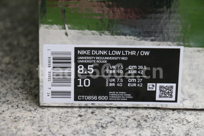 Authentic OFF-WHITE x Nike Dunk Low Red Grey