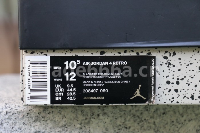 Authentic Air Jordan 4 Bred 2019