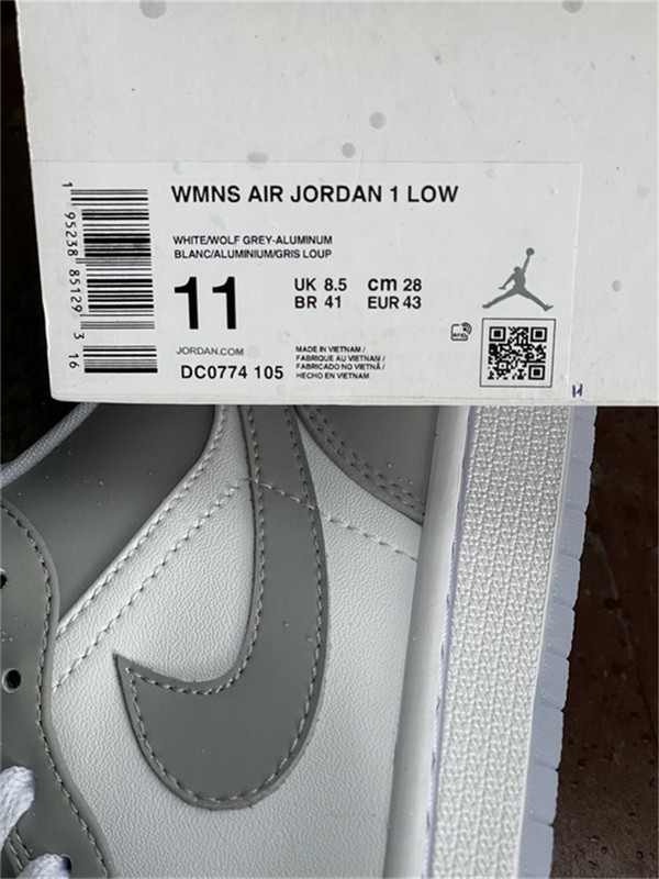 Authentic Air Jordan 1 Low “Wolf Grey”  Women