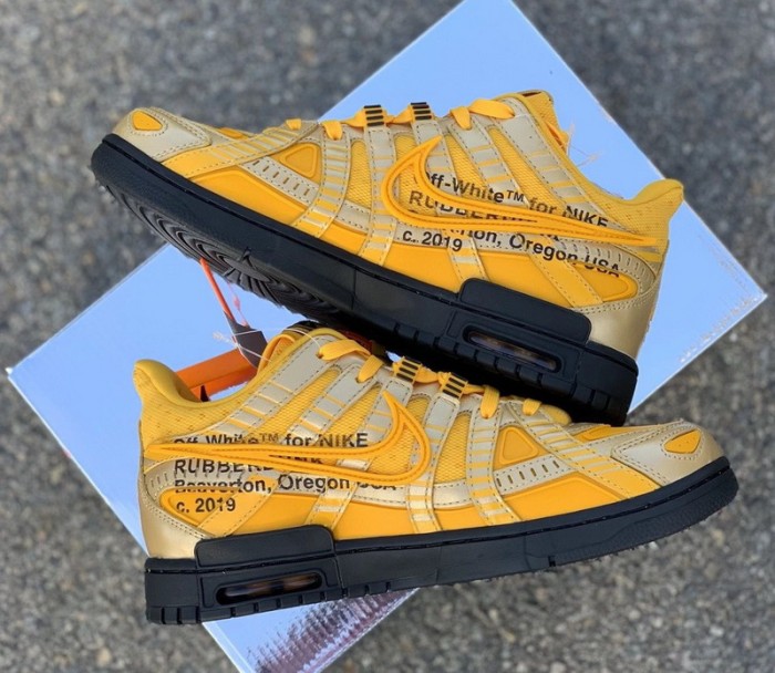 Authentic OFF-WHITE x Nike Air Rubber Dunk “University Gold”