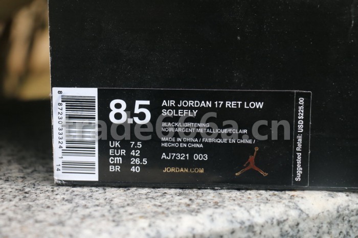 Authentic SoleFly x Air Jordan 17 Low “Lightning”