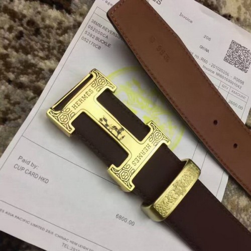 Super Perfect Quality Hermes Belts(100% Genuine Leather,Reversible Steel Buckle)-088