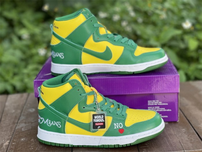 Authentic Supreme x Nike SB Dunk High “Brazil”