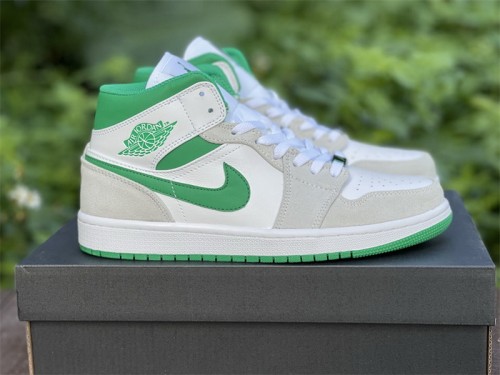 Authentic Air Jordan 1 Mid White Green