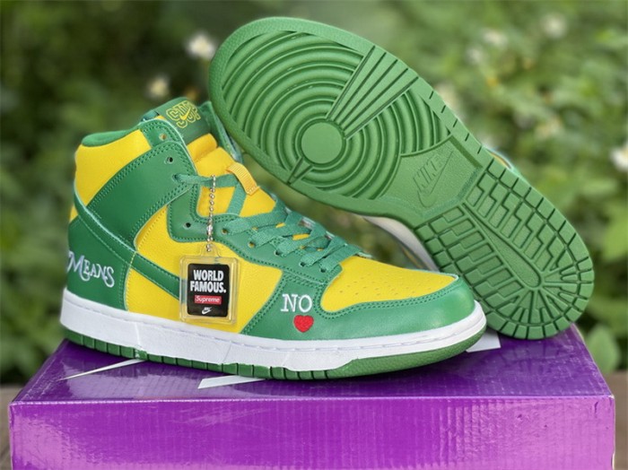 Authentic Supreme x Nike SB Dunk High “Brazil”