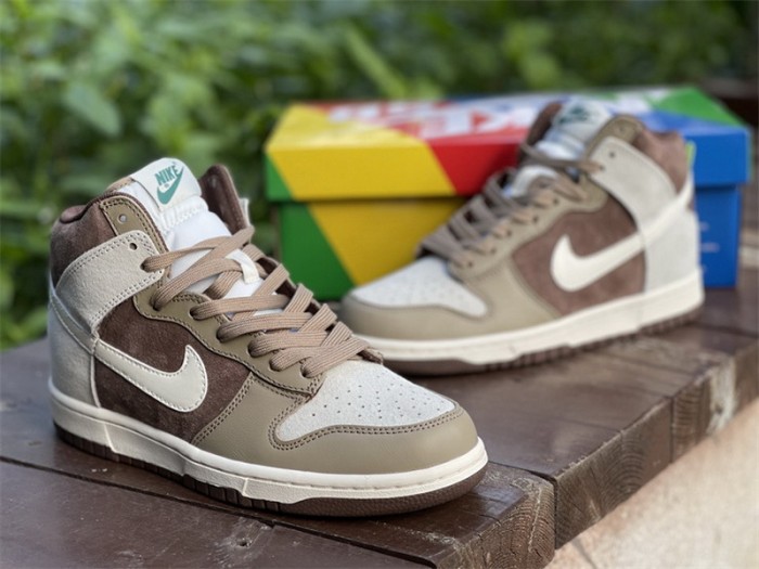 Authentic  Nike Dunk High Light Chocolate