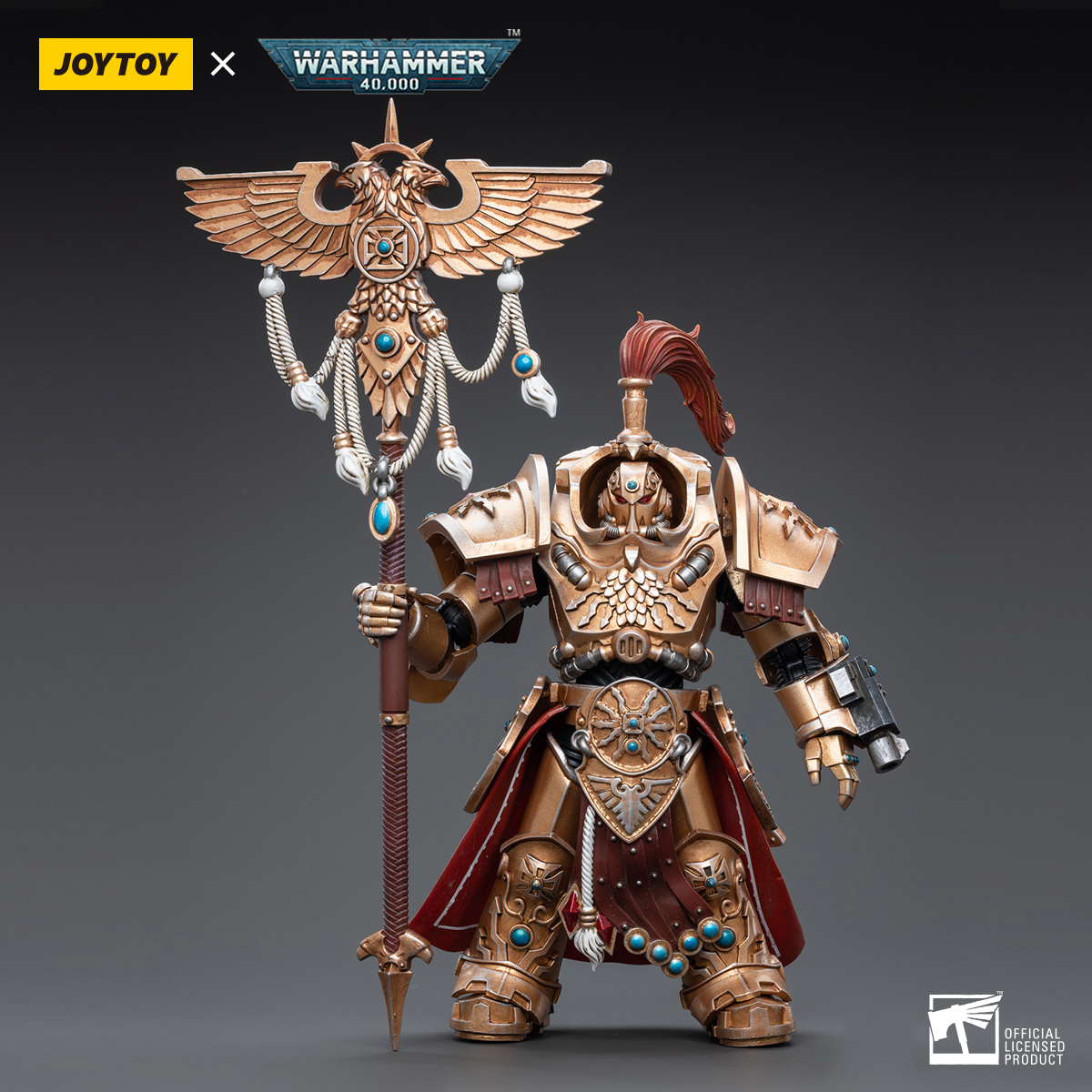 JOYTOY 1/18 Warhammer 40.000 – Adeptus Custodes Allarus Con Ascia Castellan – Action Figure 14 Cm