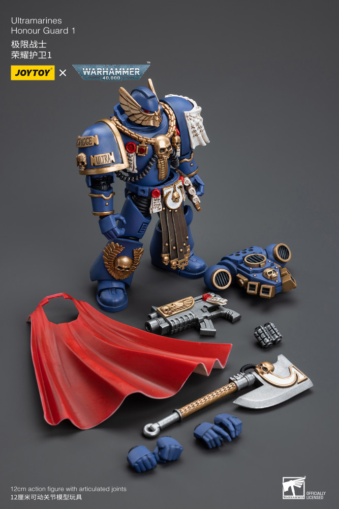 JOYTOY Warhammer 40.000 - Action Figure Ultramarines Honour Guard Chapter Champion, 12,6 cm, da collezione