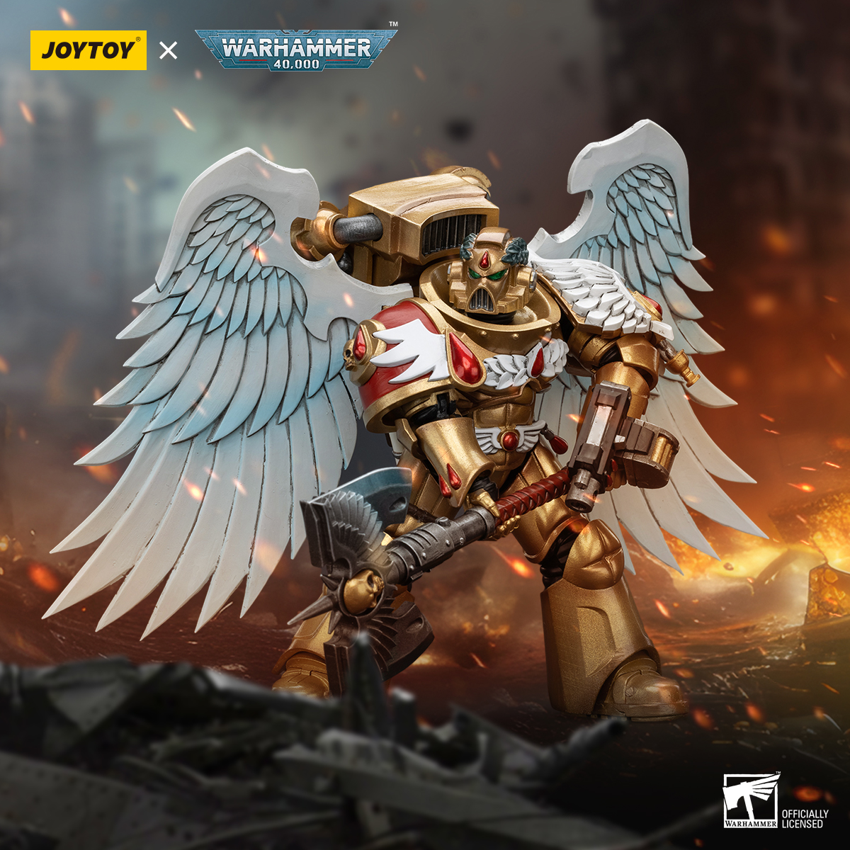JoyToy Space Marines - Blood Angels Sanguinary Guard - Sanguinary Guard with Encarmine Axe 1/18