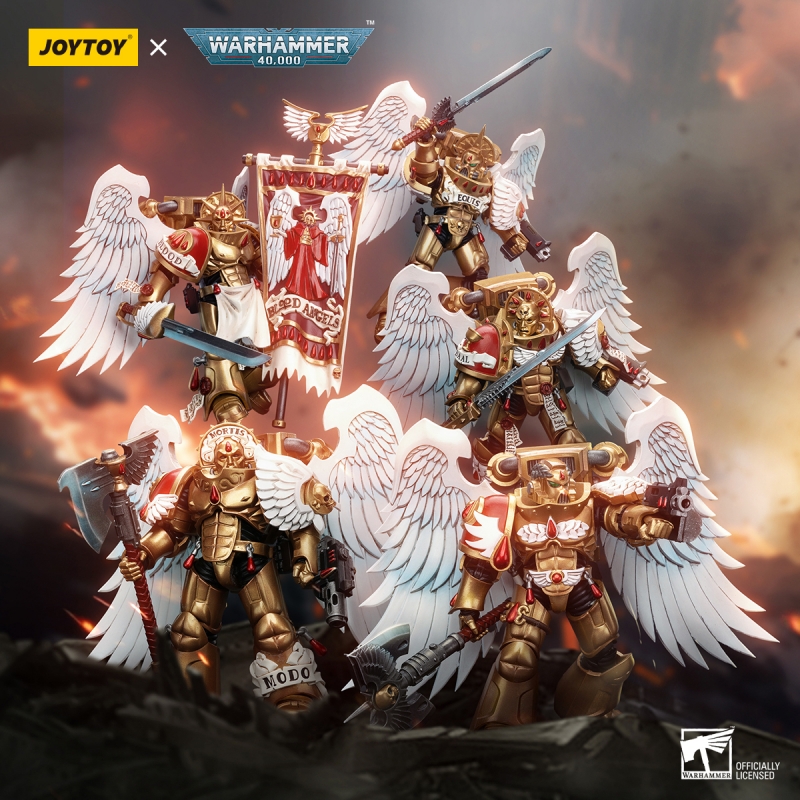 JoyToy Space Marines - Blood Angels Sanguinary Guard - Sanguinary Guard Sanguinary Guard With Encarmine Axe And Inferno Bolter 118