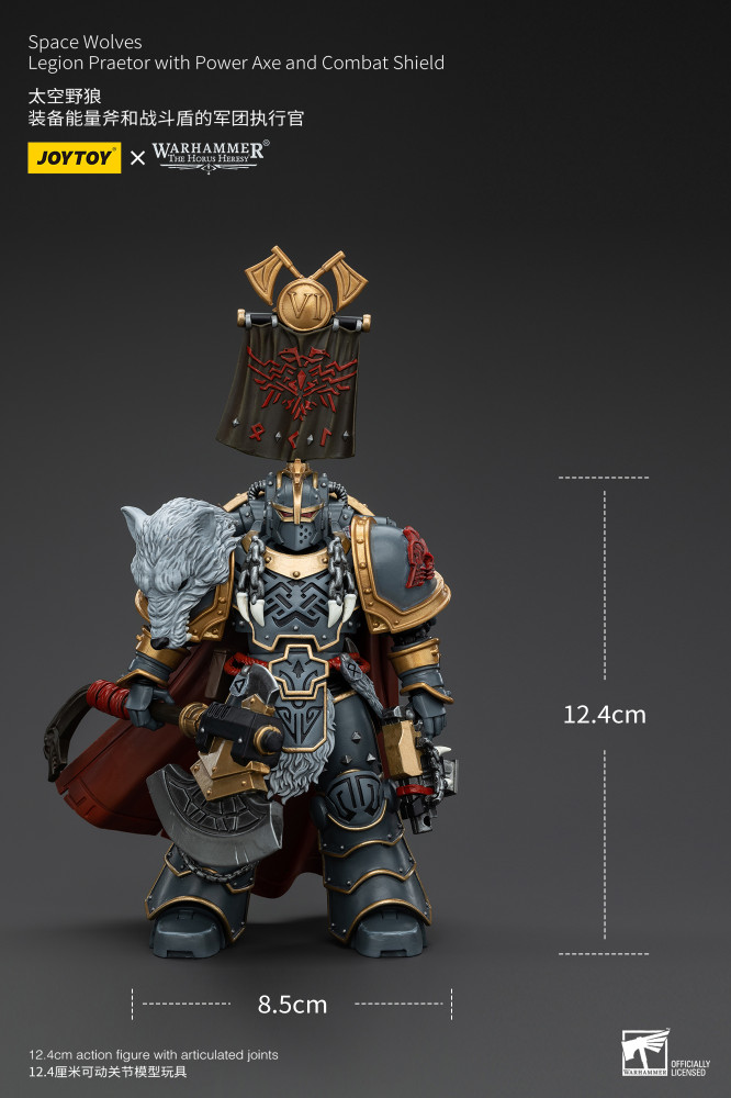 TOYVERSE JOYTOY 1/18 Figura d'azione Warhammer The Horus Heresy, Space Wolves Legion Praetor with Power Axe and Combat Shield, Articolazioni mobili Modello di Personaggio, 15 anni e più