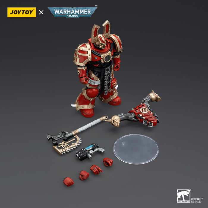 JOYTOY 1/18 Statuetta giocattolo Warhammer 40,000, World Eaters Khorne Berzerker with Eviscerator Chainsword, 13cm Figura da collezione,15 anni e più, La scelta perfetta per fan e collezionisti